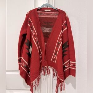 Tea n Rose Western Sweater/Wrap, Size Small